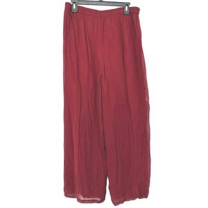 Marisol Women Wide Leg Palazzo Pull On Pants Large Elastic Waist High Rise Flowy